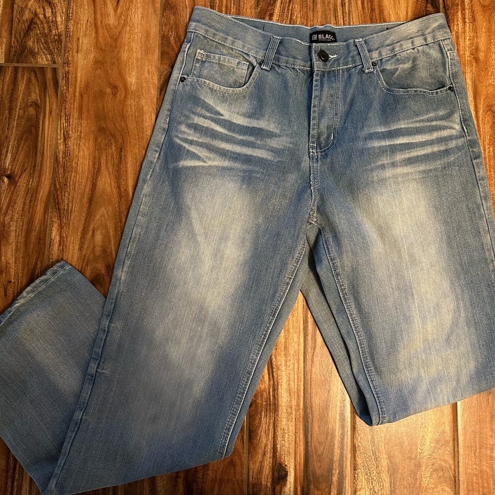 Black Premium Light Wash Distressed Jeans